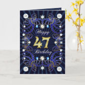 47ste verjaardagskaart met massa's van juwelen kaart (Gele Bloem)