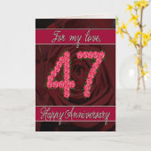 47ste verjaardagskaart met rozen en bladeren kaart (Gele Bloem)