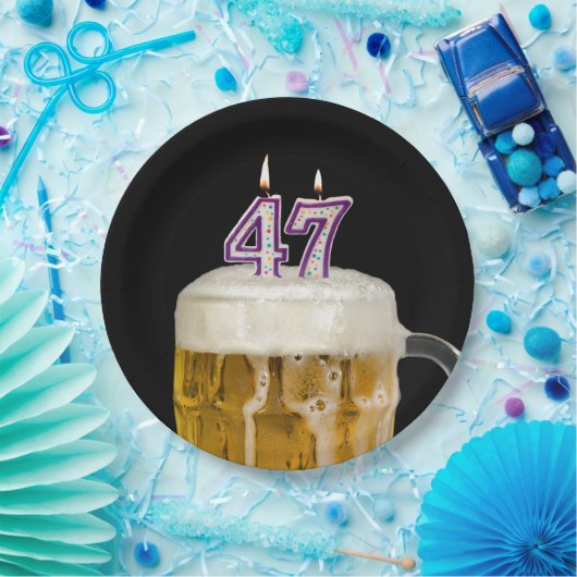 47th Birthday Bier op zwart papier Bord (Feest)