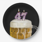 47th Birthday Bier op zwart papier Bord (Voorkant)