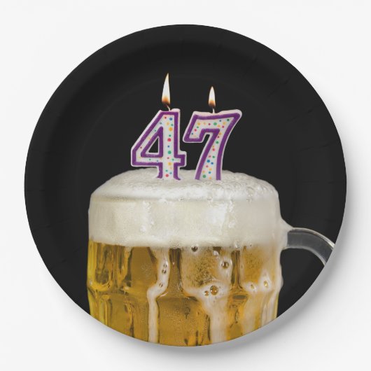 47th Birthday Bier op zwart papier Bord (Voorkant)