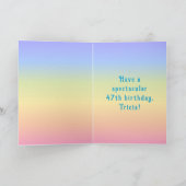 47th Birthday — Fun Cake & Candles, w/ Custom Name Kaart (Binnen)