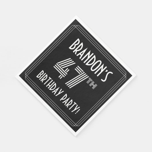 47th Birthday Party: Art Deco Style + Custom Name Servet (Hoek)