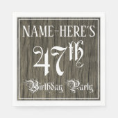47th Birthday Party — Fancy script, Faux Wood Kijk Servet (Voorkant)