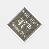 47th Birthday Party — Fancy script, Faux Wood Kijk Servet (Hoek)