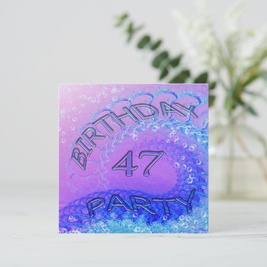 47th Birthday party uitnodiging, Abstract en bubb Kaart (Staand voorkant)