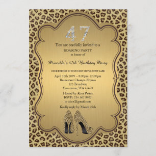 47th, Verjaardagsfeest 47th, Cheetah High Heels Sc Kaart