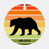 480 Otis Beer Silhouet op Gradient Sun Metalen Ornament (Achterkant)