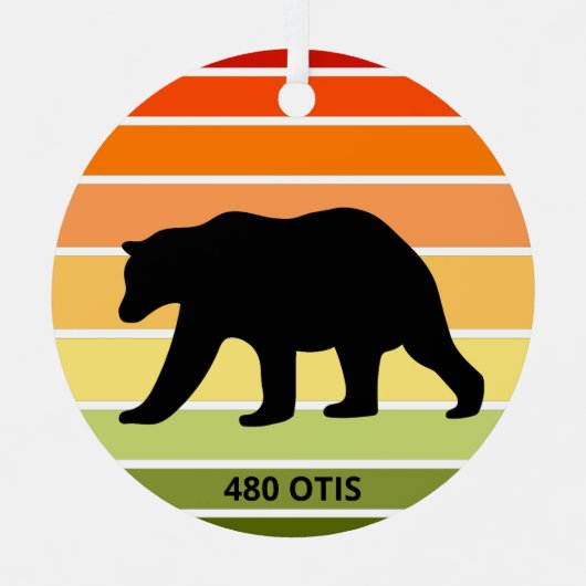 480 Otis Beer Silhouet op Gradient Sun Metalen Ornament (Voorkant)