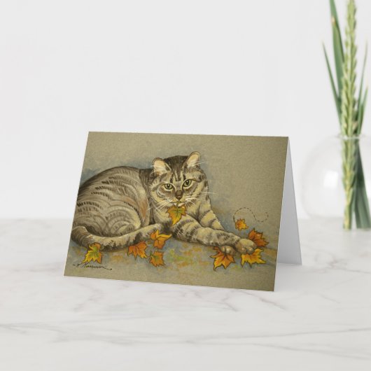 4872 Autumn Cat Sympathcard Kaart (Voorkant)