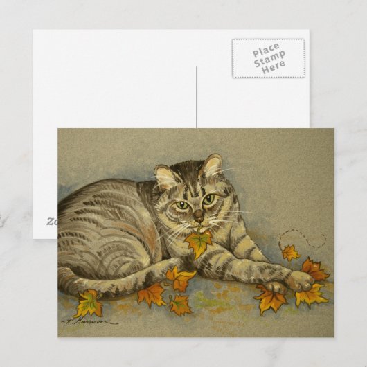 4872 Briefkaart najaarscat (Voorkant / Achterkant)