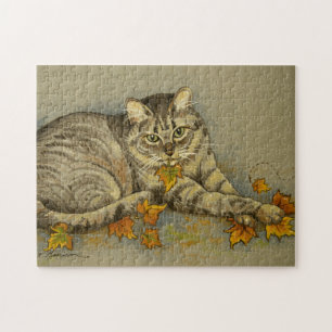4872 Kat met volledige lederen puzzel Legpuzzel