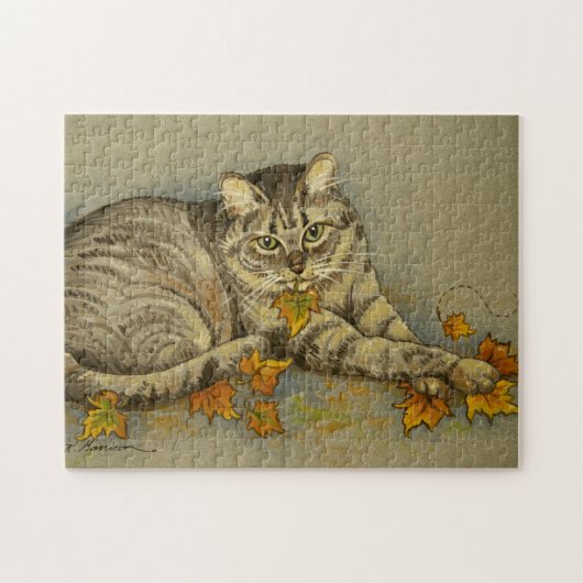 4872 Kat met volledige lederen puzzel Legpuzzel (Horizontaal)