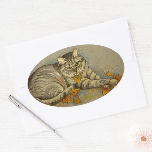 4872 Najaarskat-stickers Ovale Sticker (Envelop)