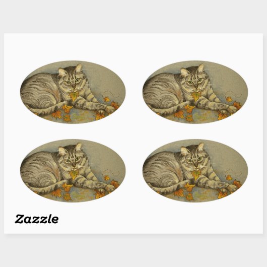 4872 Najaarskat-stickers Ovale Sticker (Vel)