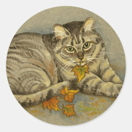 4872 Najaarskat-stickers Ronde Sticker