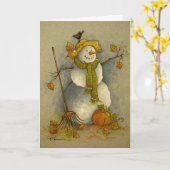 4878 Oogst Snowman Birthday Card Kaart (Gele Bloem)