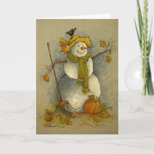 4878 Oogst Snowman Birthday Card Kaart