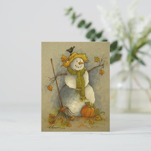 4878 Oogst Snowman Briefkaart (Staand voorkant)