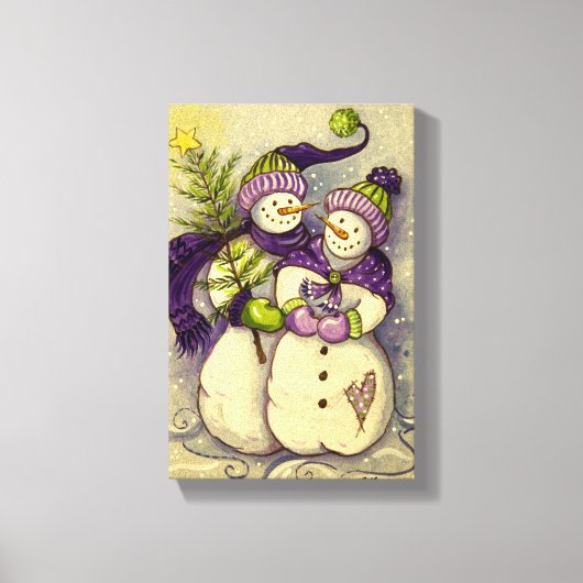 4882 Snowmen Kerstmis Canvas Afdruk (Voorkant)