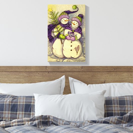4882 Snowmen Kerstmis Canvas Afdruk (Insitu (Slaapkamer))