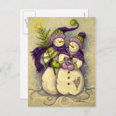4882 Snowmen Kerstmis Feestdagenkaart (Voorkant / Achterkant)