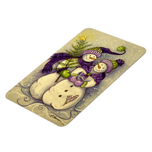 4882 Snowmen Kerstmis Magneet (Linkerzijde)