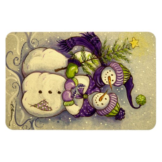 4882 Snowmen Kerstmis Magneet (Horizontaal)