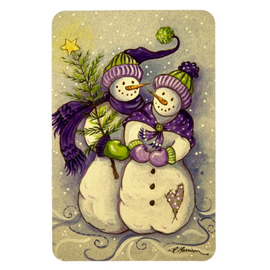 4882 Snowmen Kerstmis Magneet (Verticaal)