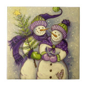 4882 Snowmen Kerstmis Tegeltje (Voorkant)