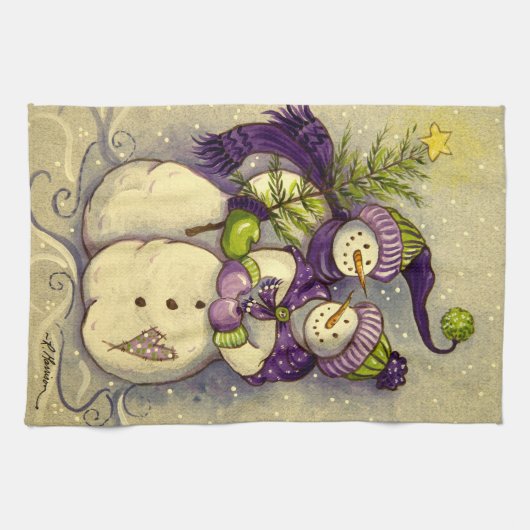 4882 Snowmen Kerstmis Theedoek (Horizontaal)