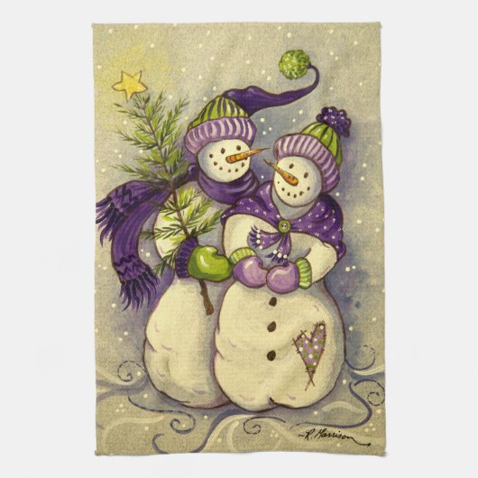 4882 Snowmen Kerstmis Theedoek (Verticaal)