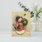 4886 Snowman Wreath Kardinaal Kerstmis Feestdagenkaart (Staand voorkant)