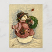 4886 Snowman Wreath Kardinaal Kerstmis Feestdagenkaart (Voorkant)