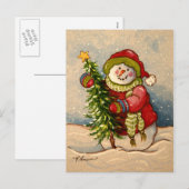 4889 Snowman Kerstmis Feestdagenkaart (Voorkant / Achterkant)