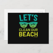 48.Beach CleanUp Lets Clean Our Beach Surfer Style Uitnodiging Briefkaart (Voorkant / Achterkant)