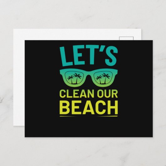 48.Beach CleanUp Lets Clean Our Beach Surfer Style Uitnodiging Briefkaart (Voorkant / Achterkant)