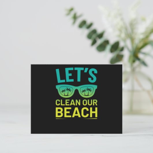 48.Beach CleanUp Lets Clean Our Beach Surfer Style Uitnodiging Briefkaart (Staand voorkant)