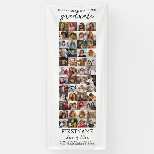 48 Foto Collage Afstuderen Modern Minimaal Wit Spandoek (Verticaal)