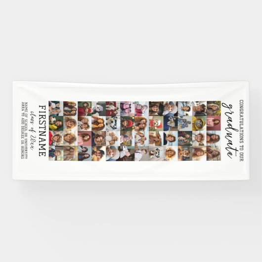 48 Foto Collage Afstuderen Modern Minimaal Wit Spandoek (Horizontaal)
