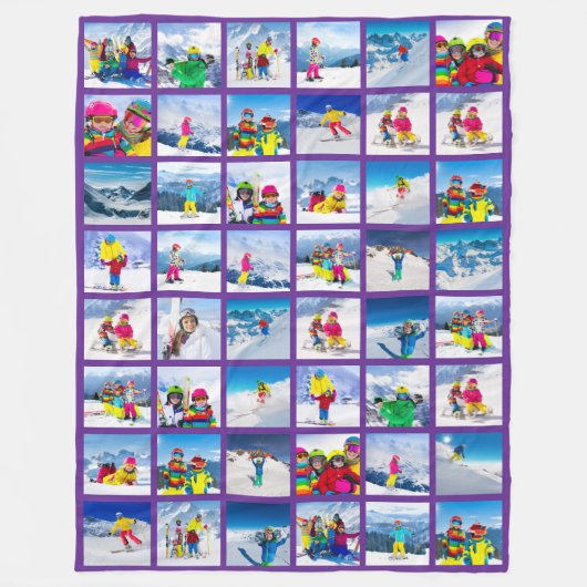48 Foto Collage Konings Paars Fleece Deken (Voorkant)