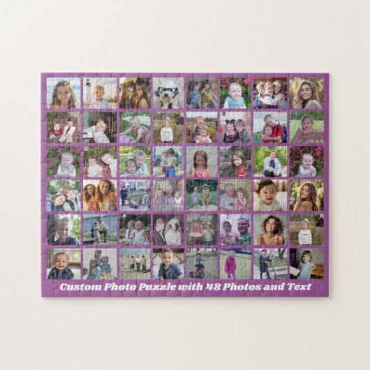 48 Foto Collage Raster - Script Tekst - paars Legpuzzel (Horizontaal)