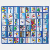 48 Foto Raster Collage Donkerblauw Fleece Deken (Voorkant (Horizontaal))