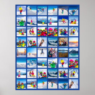 48 Foto Raster Collage Donkerblauw Poster