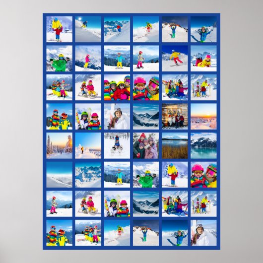48 Foto Raster Collage Donkerblauw Poster (Voorkant)