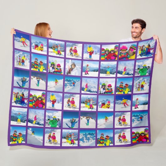 48 Foto Raster Collage Konings Paars Fleece Deken (In situ)
