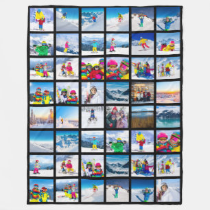 48 Foto Raster Collage Zwart Fleece Deken
