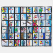 48 Foto Raster Collage Zwart Fleece Deken (Voorkant (Horizontaal))
