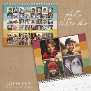 48 Foto - Retro Streep Kleurrijke Familie Kalender