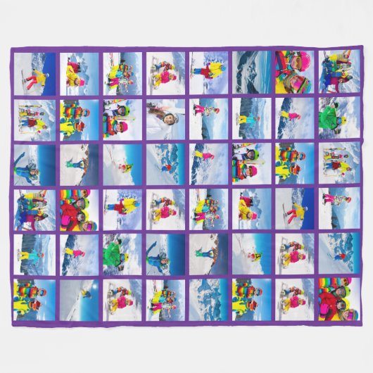 48 Fotocollage Royal Paarse Fleece Deken (Voorkant (Horizontaal))